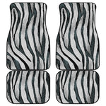 White Tiger Stripe Pattern Print Front and Back Car Floor Mats