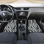 White Tiger Stripe Pattern Print Front and Back Car Floor Mats