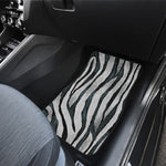 White Tiger Stripe Pattern Print Front and Back Car Floor Mats