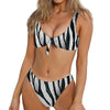White Tiger Stripe Pattern Print Front Bow Tie Bikini