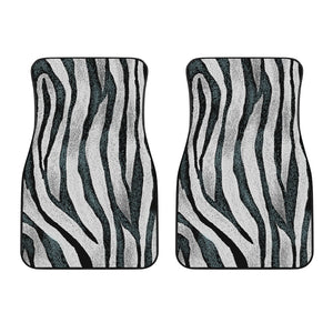 White Tiger Stripe Pattern Print Front Car Floor Mats