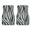 White Tiger Stripe Pattern Print Front Car Floor Mats