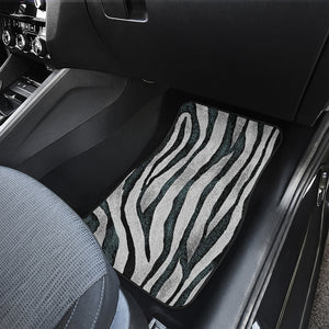 White Tiger Stripe Pattern Print Front Car Floor Mats