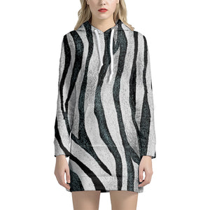 White Tiger Stripe Pattern Print Hoodie Dress