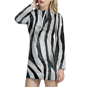 White Tiger Stripe Pattern Print Hoodie Dress