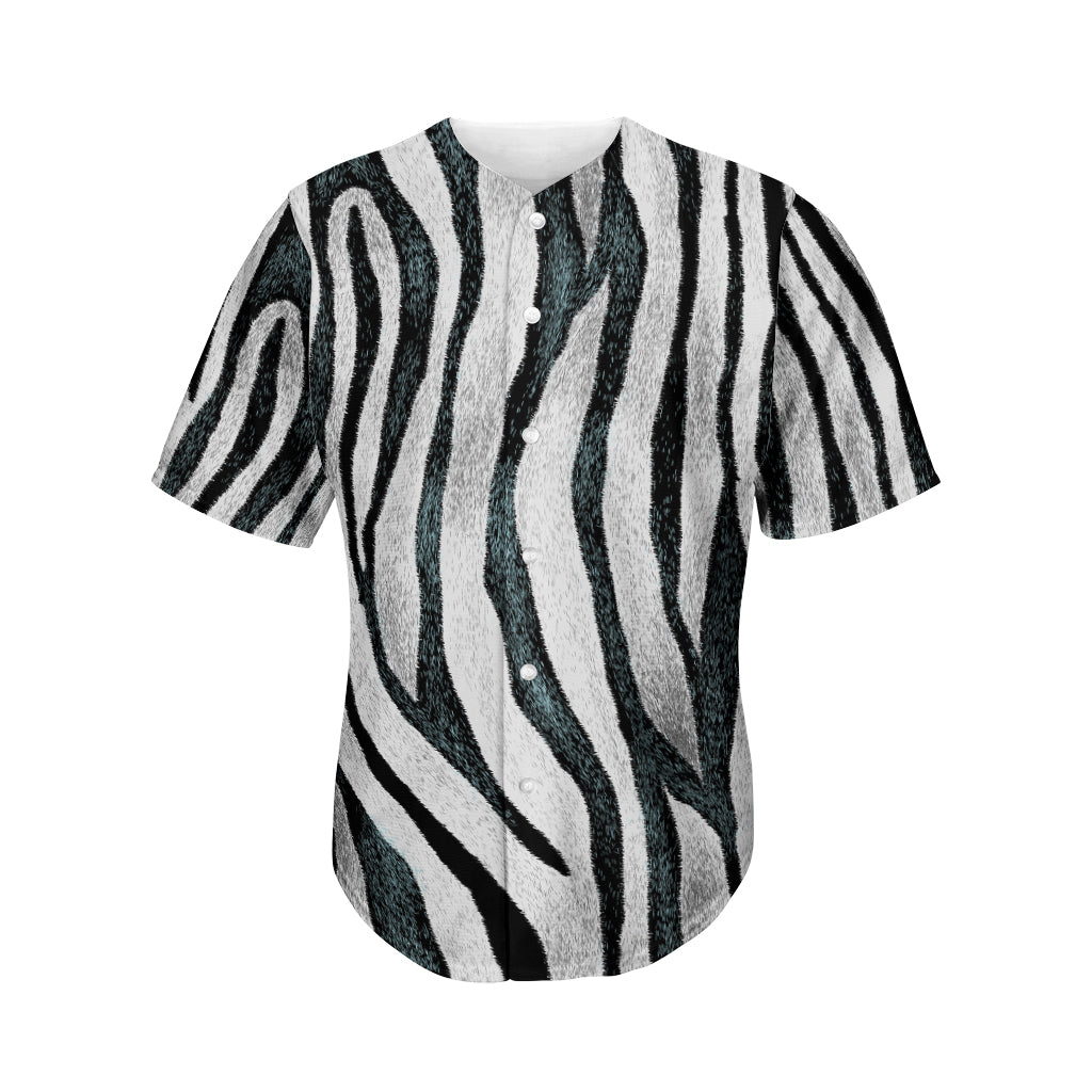 White Tiger Stripe Pattern Print Men's Baseball Jersey