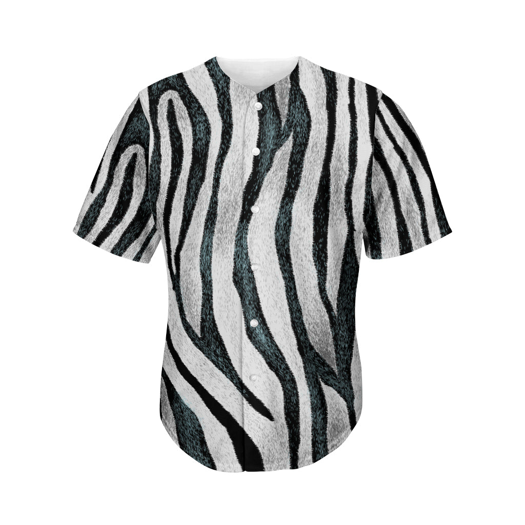 White Tiger Stripe Pattern Print Men's Baseball Jersey