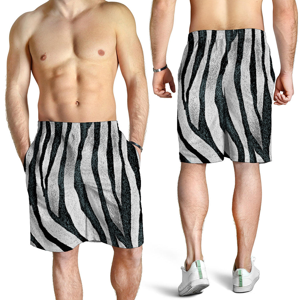 White Tiger Stripe Pattern Print Men's Shorts