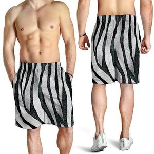 White Tiger Stripe Pattern Print Men's Shorts