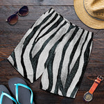 White Tiger Stripe Pattern Print Men's Shorts