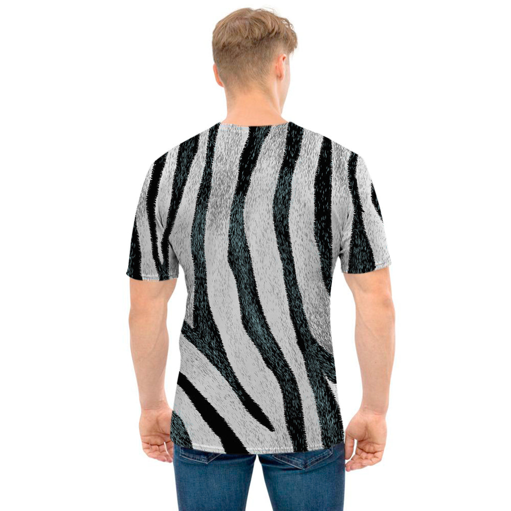 White Tiger Stripe Pattern Print Men's T-Shirt