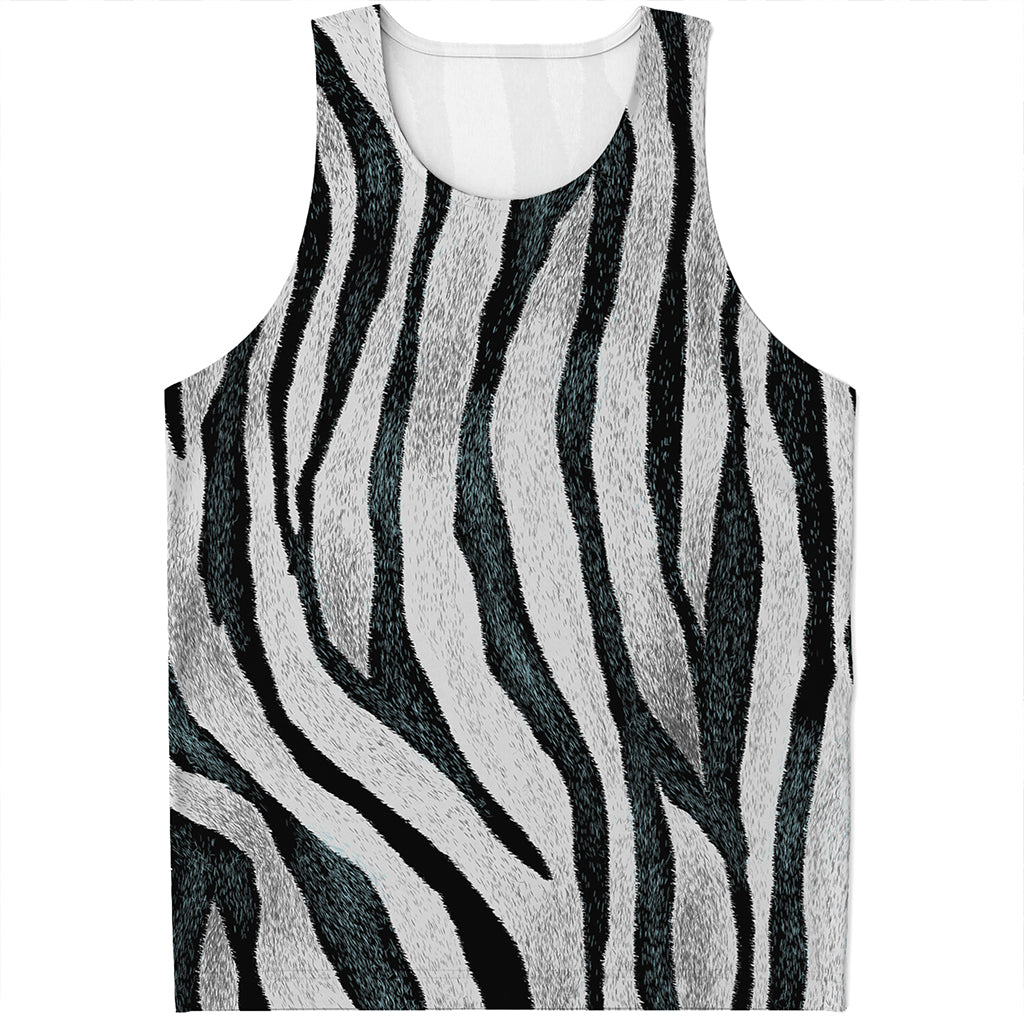 White Tiger Stripe Pattern Print Men's Tank Top