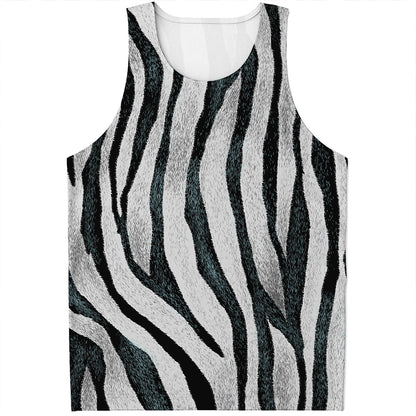 White Tiger Stripe Pattern Print Men's Tank Top