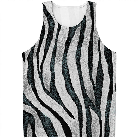 White Tiger Stripe Pattern Print Men's Tank Top