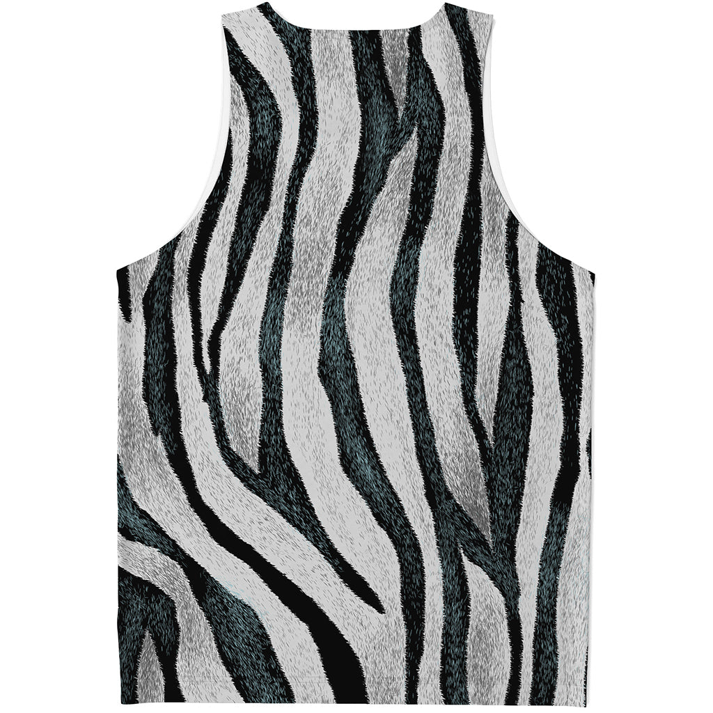 White Tiger Stripe Pattern Print Men's Tank Top