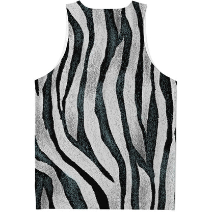 White Tiger Stripe Pattern Print Men's Tank Top