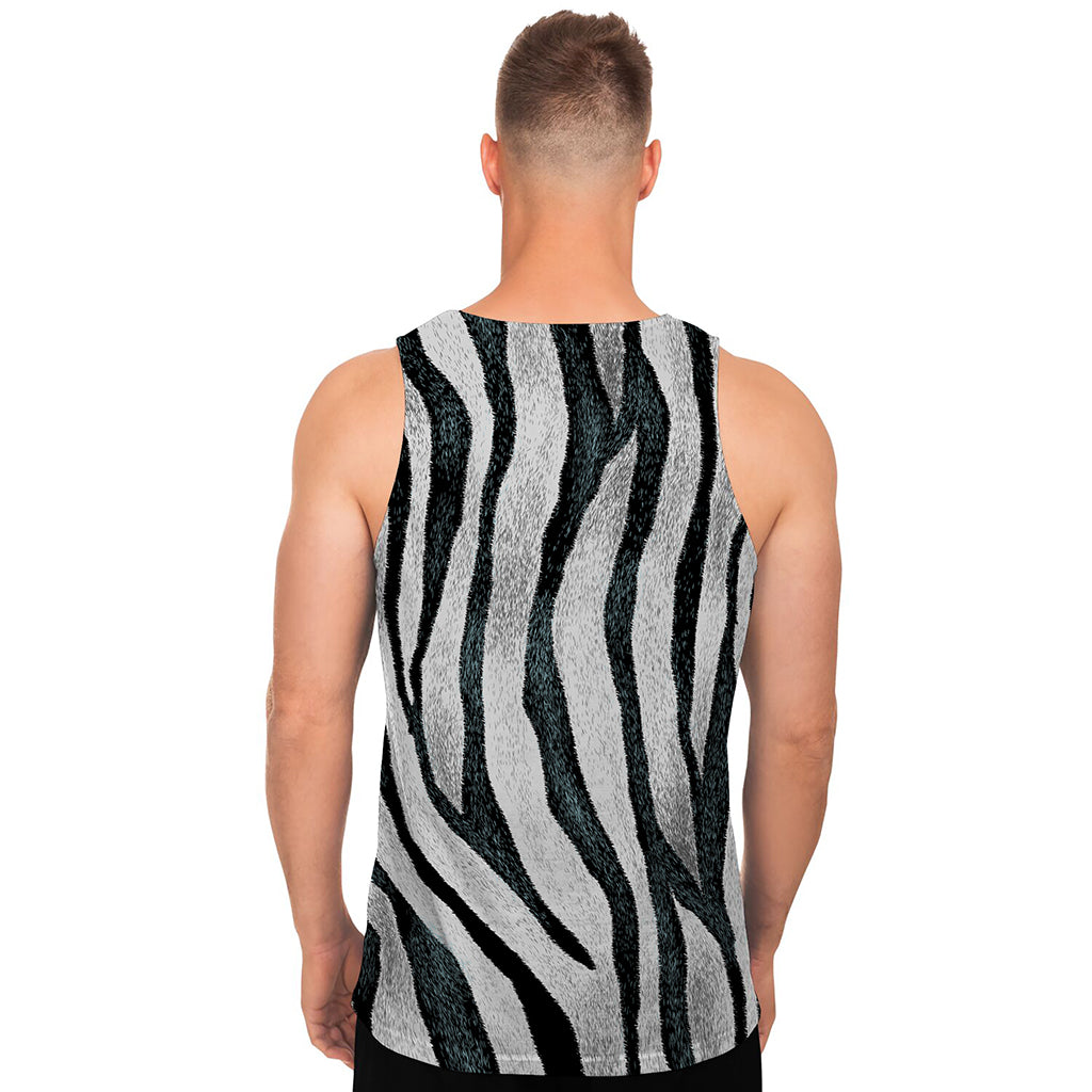 White Tiger Stripe Pattern Print Men's Tank Top