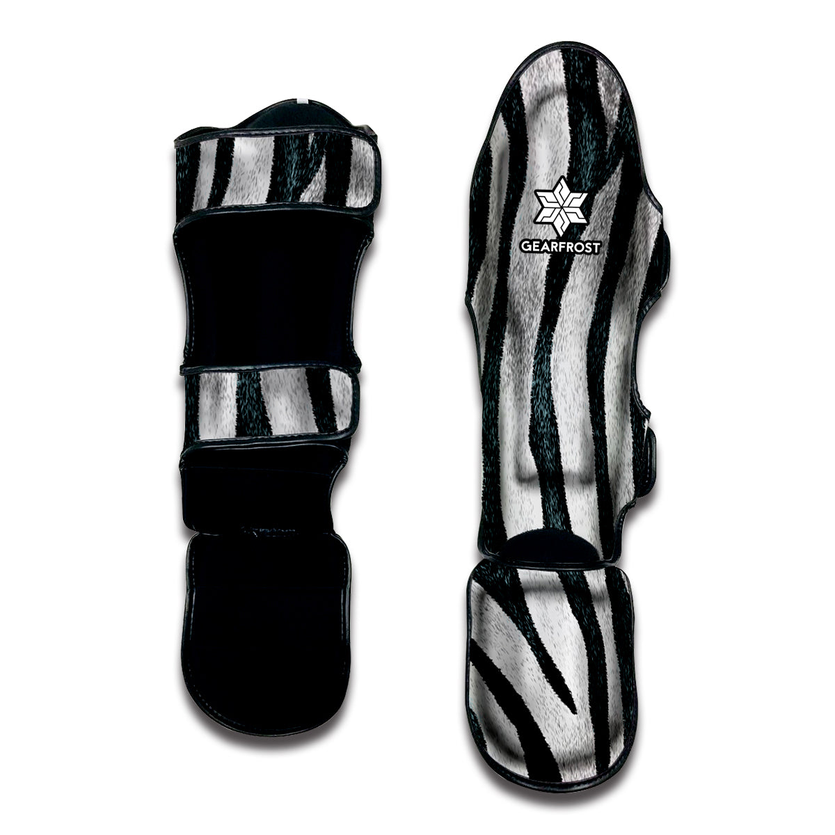 White Tiger Stripe Pattern Print Muay Thai Shin Guard