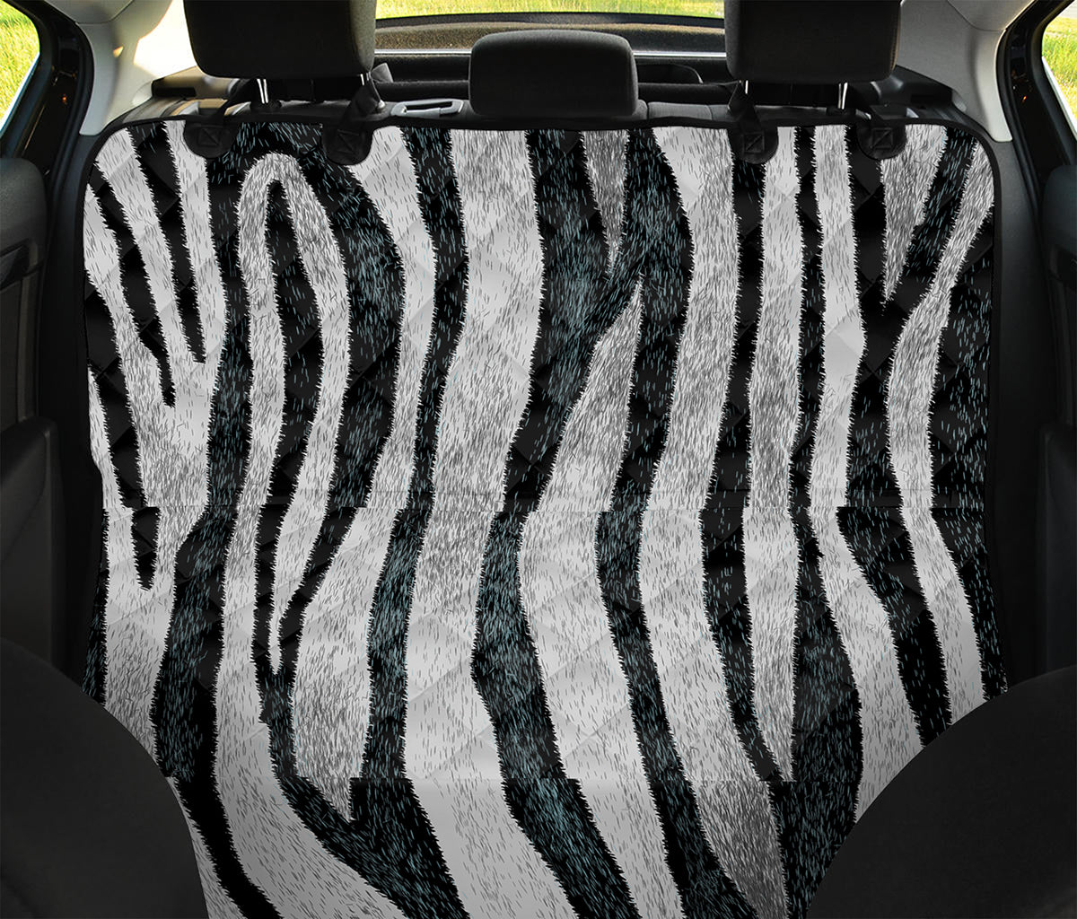 White Tiger Stripe Pattern Print Pet Car Back Seat Cover