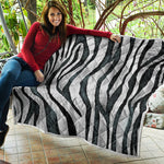 White Tiger Stripe Pattern Print Quilt