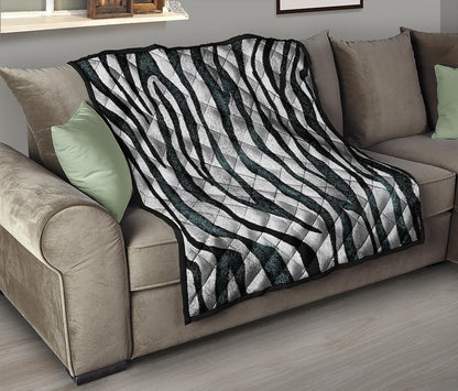 White Tiger Stripe Pattern Print Quilt