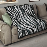 White Tiger Stripe Pattern Print Quilt