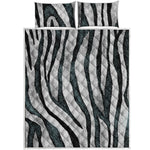 White Tiger Stripe Pattern Print Quilt Bed Set