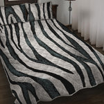 White Tiger Stripe Pattern Print Quilt Bed Set