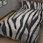 White Tiger Stripe Pattern Print Quilt Bed Set