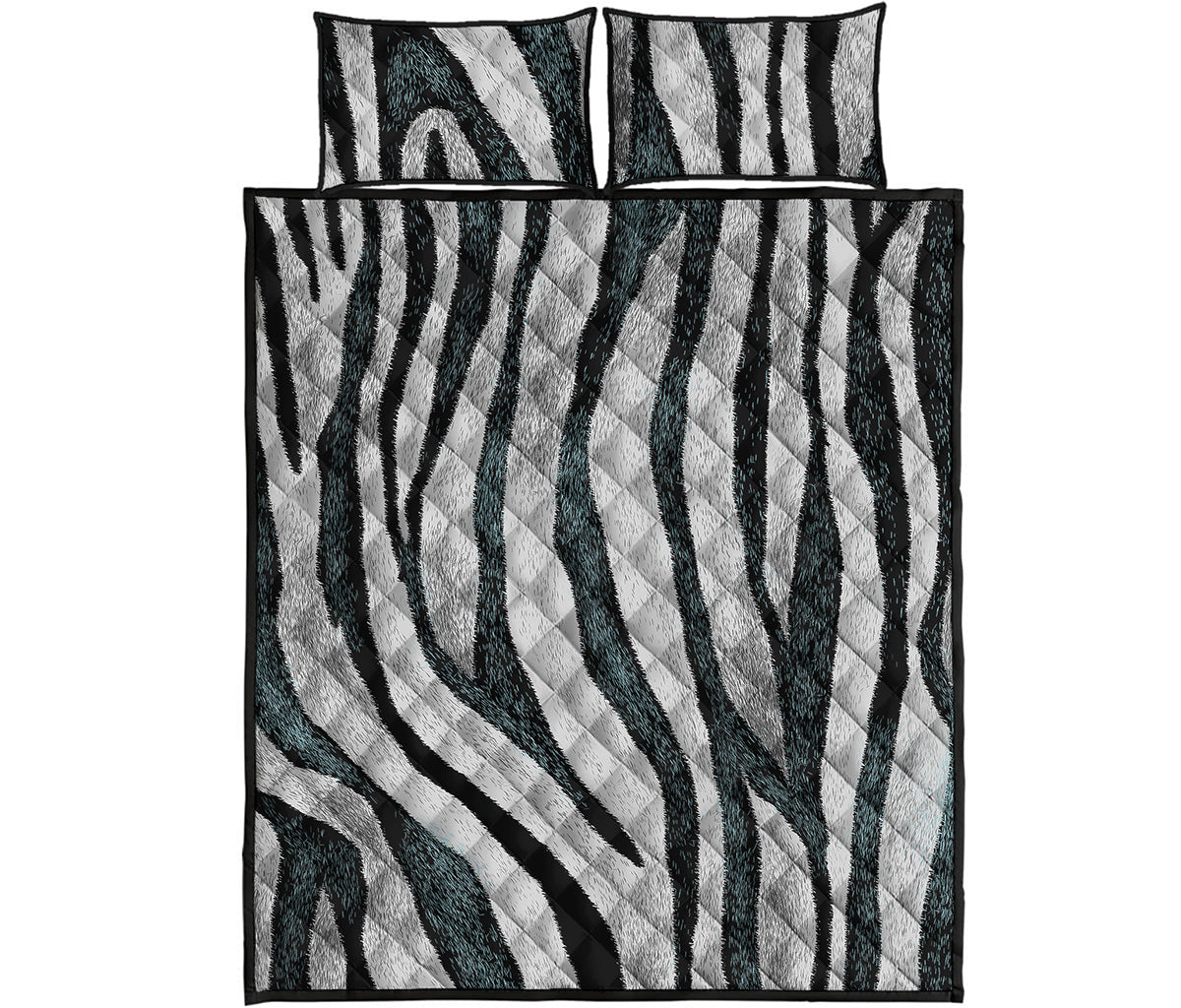 White Tiger Stripe Pattern Print Quilt Bed Set
