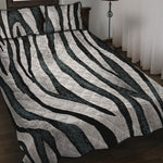 White Tiger Stripe Pattern Print Quilt Bed Set