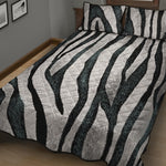 White Tiger Stripe Pattern Print Quilt Bed Set