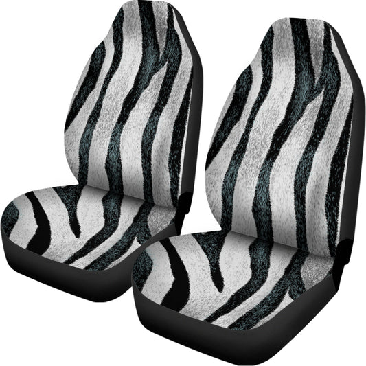 White Tiger Stripe Pattern Print Universal Fit Car Seat Covers