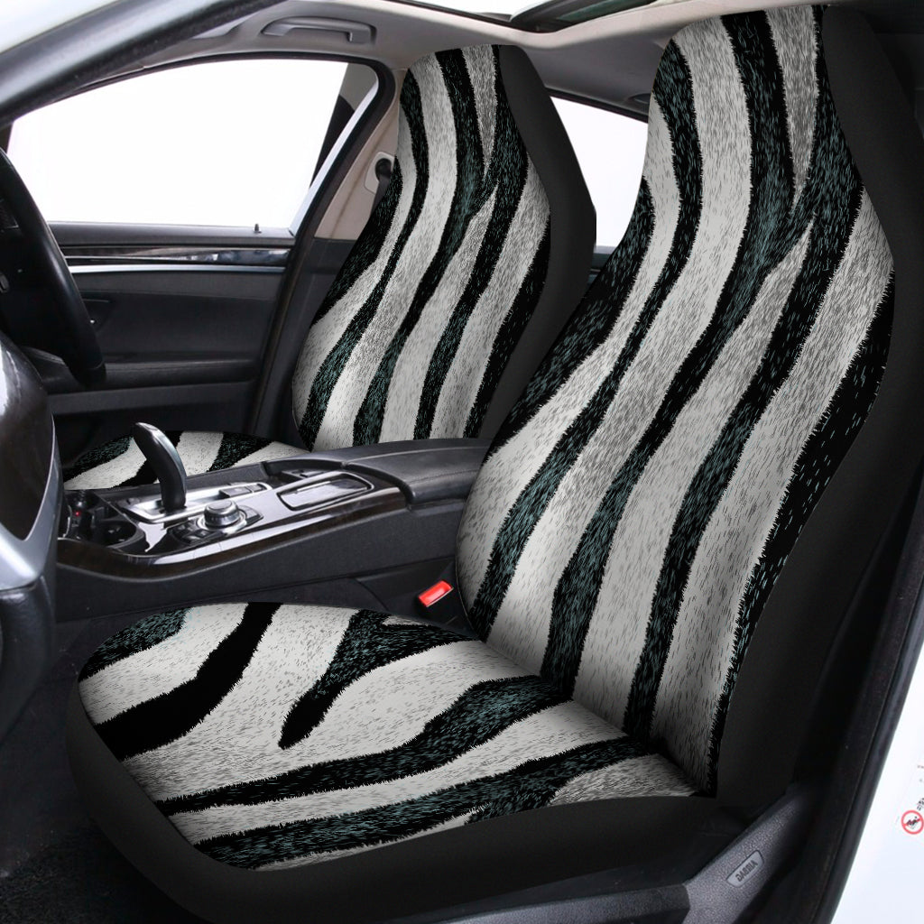 White Tiger Stripe Pattern Print Universal Fit Car Seat Covers