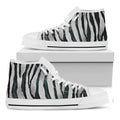 White Tiger Stripe Pattern Print White High Top Sneakers
