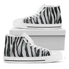 White Tiger Stripe Pattern Print White High Top Shoes