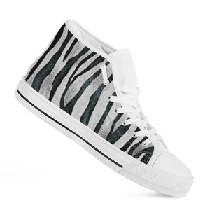 White Tiger Stripe Pattern Print White High Top Shoes