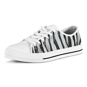 White Tiger Stripe Pattern Print White Low Top Shoes
