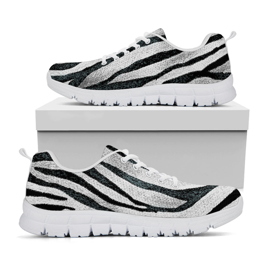 White Tiger Stripe Pattern Print White Sneakers