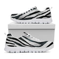 White Tiger Stripe Pattern Print White Running Shoes