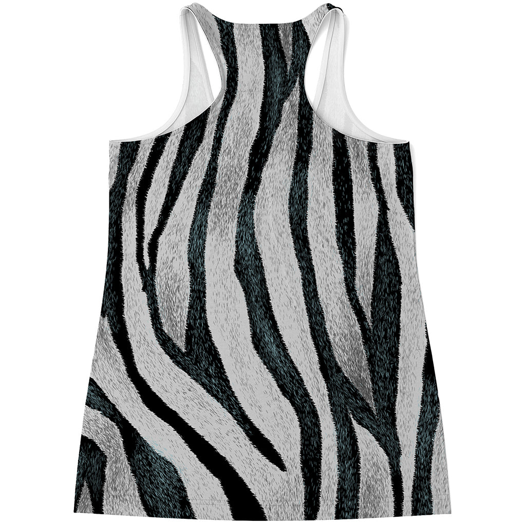 White Tiger Stripe Pattern Print Women's Racerback Tank Top