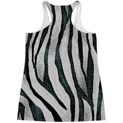 White Tiger Stripe Pattern Print Women's Racerback Tank Top