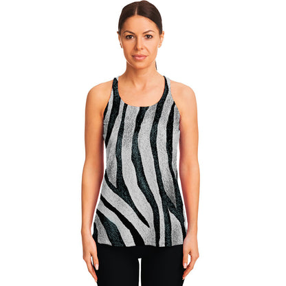 White Tiger Stripe Pattern Print Women's Racerback Tank Top