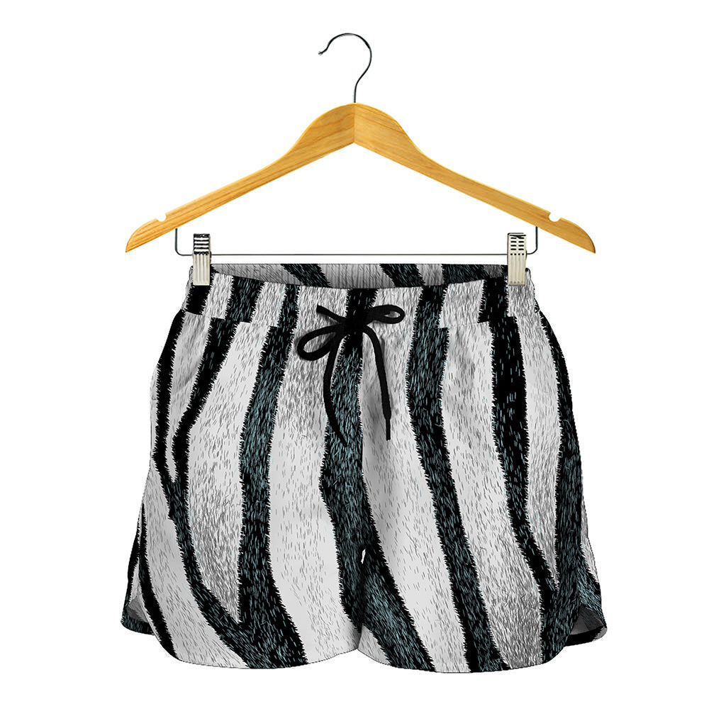 White Tiger Stripe Pattern Print Women's Shorts