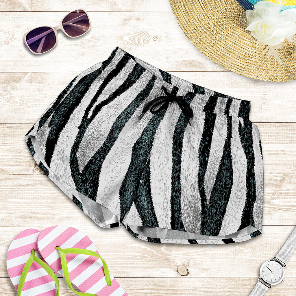 White Tiger Stripe Pattern Print Women's Shorts