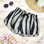 White Tiger Stripe Pattern Print Women's Shorts