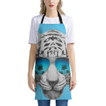 White Tiger With Sunglasses Print Apron