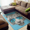 White Tiger With Sunglasses Print Area Rug