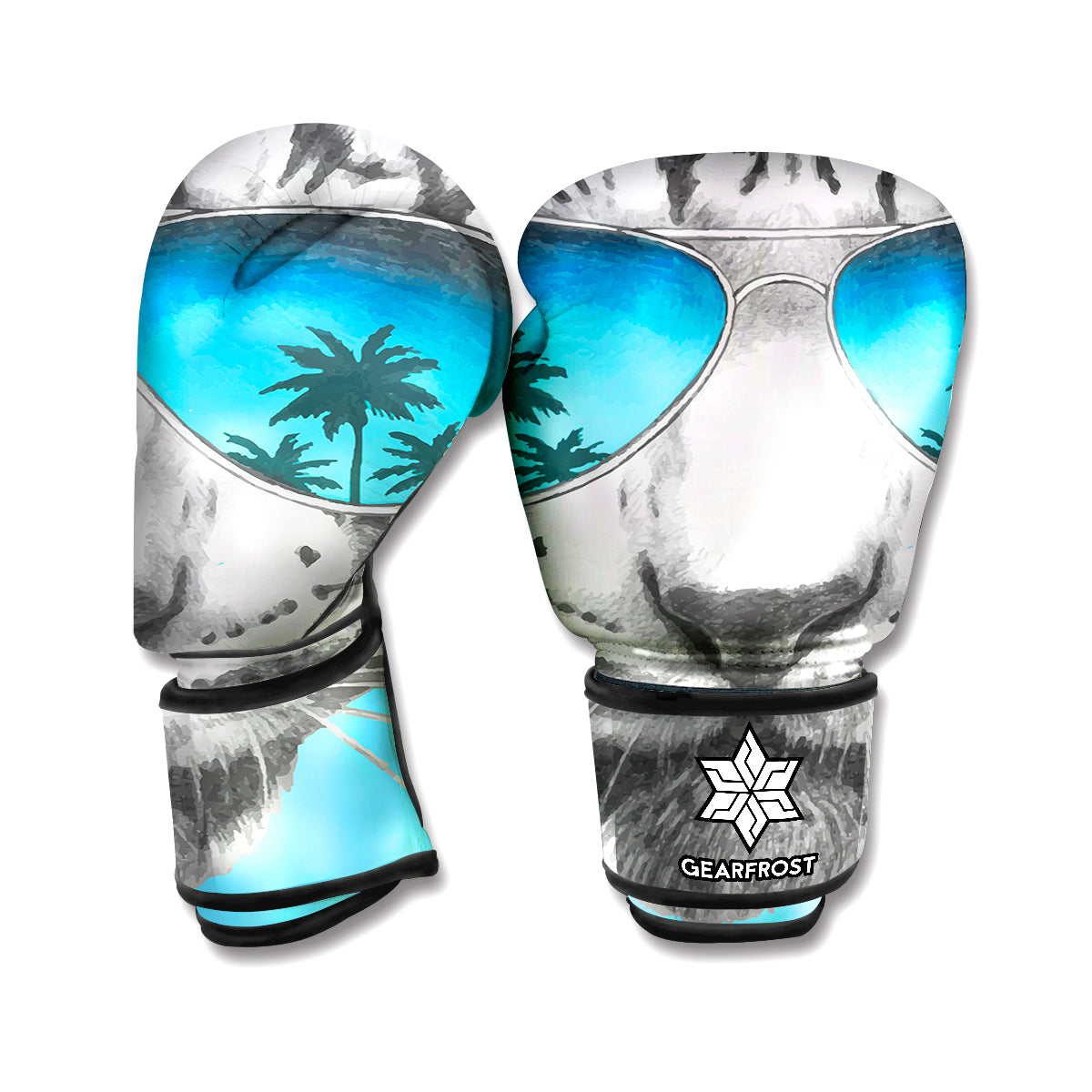 White Tiger With Sunglasses Print Boxing Gloves