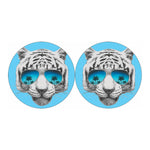 White Tiger With Sunglasses Print Car Coasters